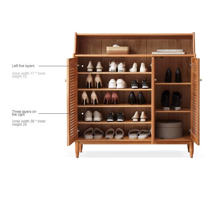 Cherry Solid Wood Entrance Shoe Cabinet
