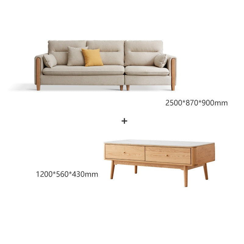 Luxury fabric sofa oak solid wood+