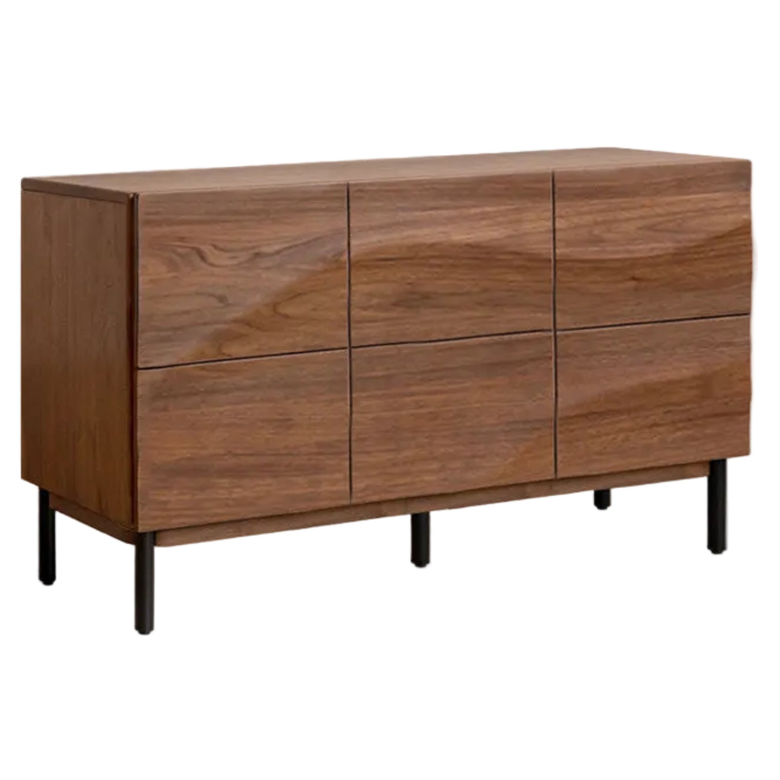 Black Walnut Solid Wood Wave Side Cabinet.