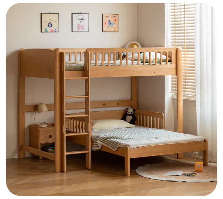 Beech solid wood children's bunk bed.
