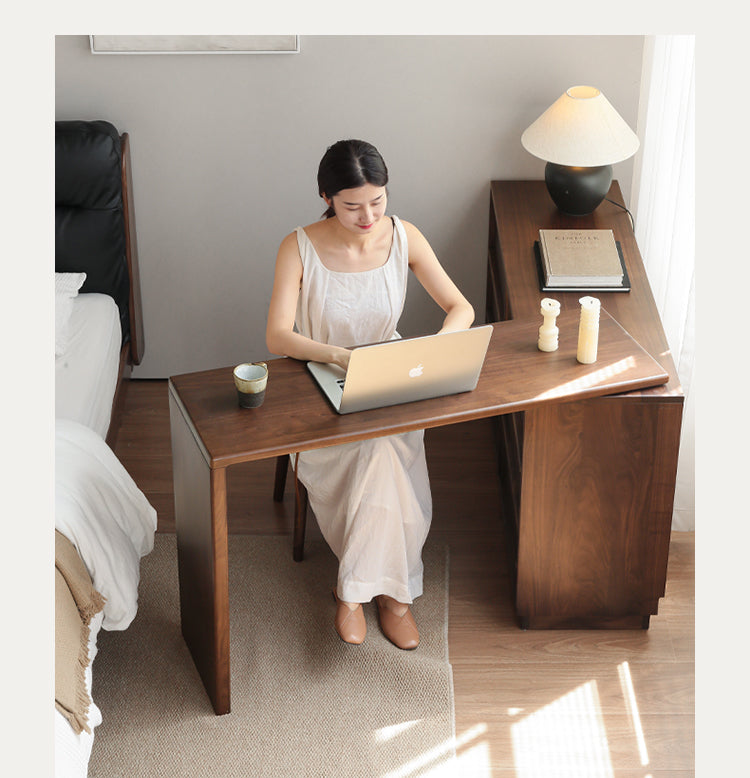 Black Walnut, Sandalwood Solid Wood Light Luxury Vanity Table.