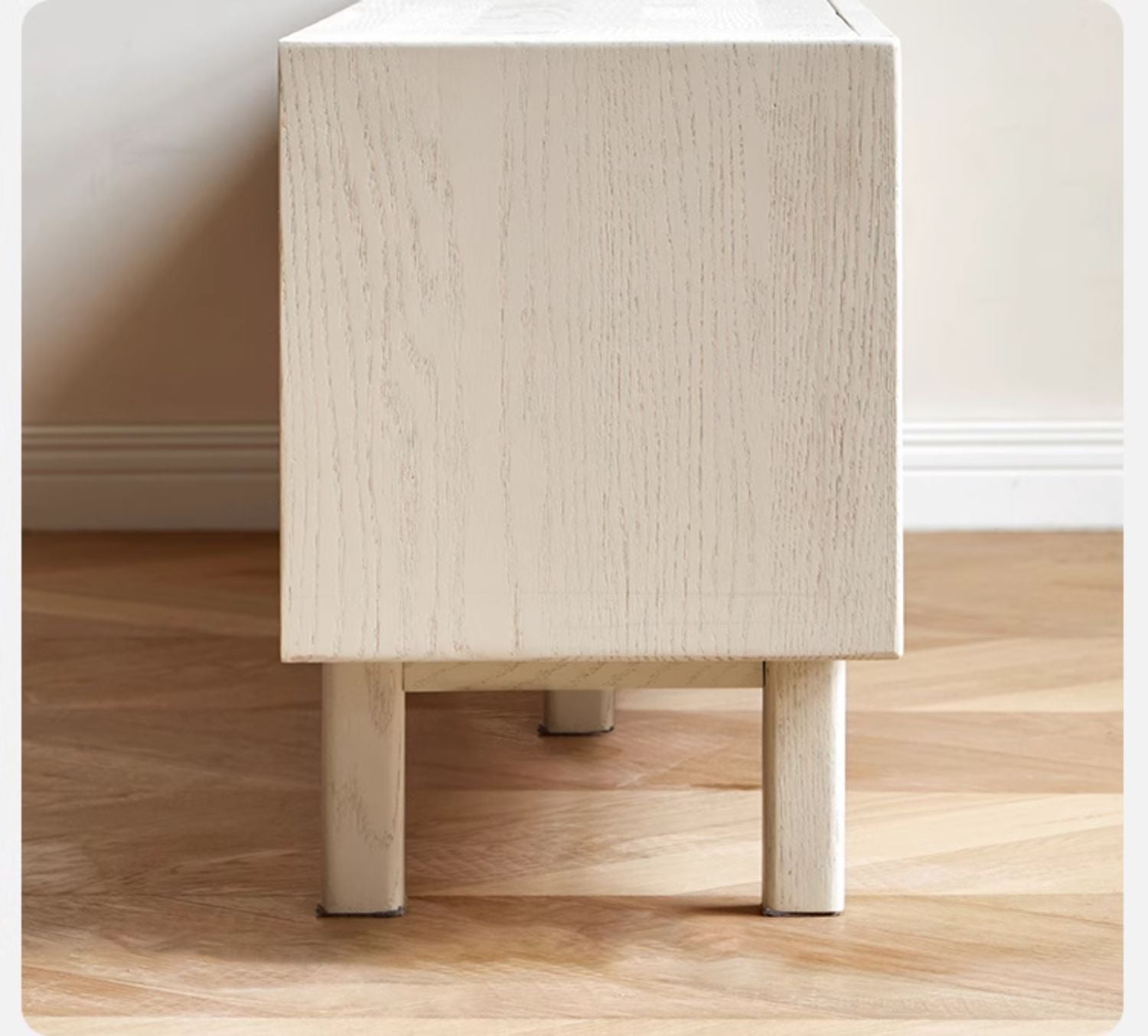 Oak Solid Wood Rattan Suspended TV Cabinet.