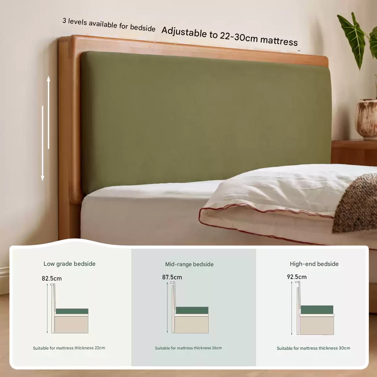 Beech Solid Wood Modern Simple Soft Leaning Platform Bed