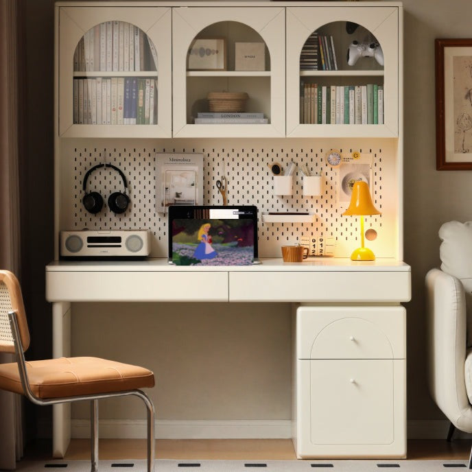 Poplar Solid Wood Desk Bookshelf Integrated Study Table