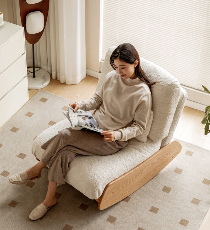 Oak, Beech Solid Wood Sheep Velvet-Cloud Cotton Leisure Chair)