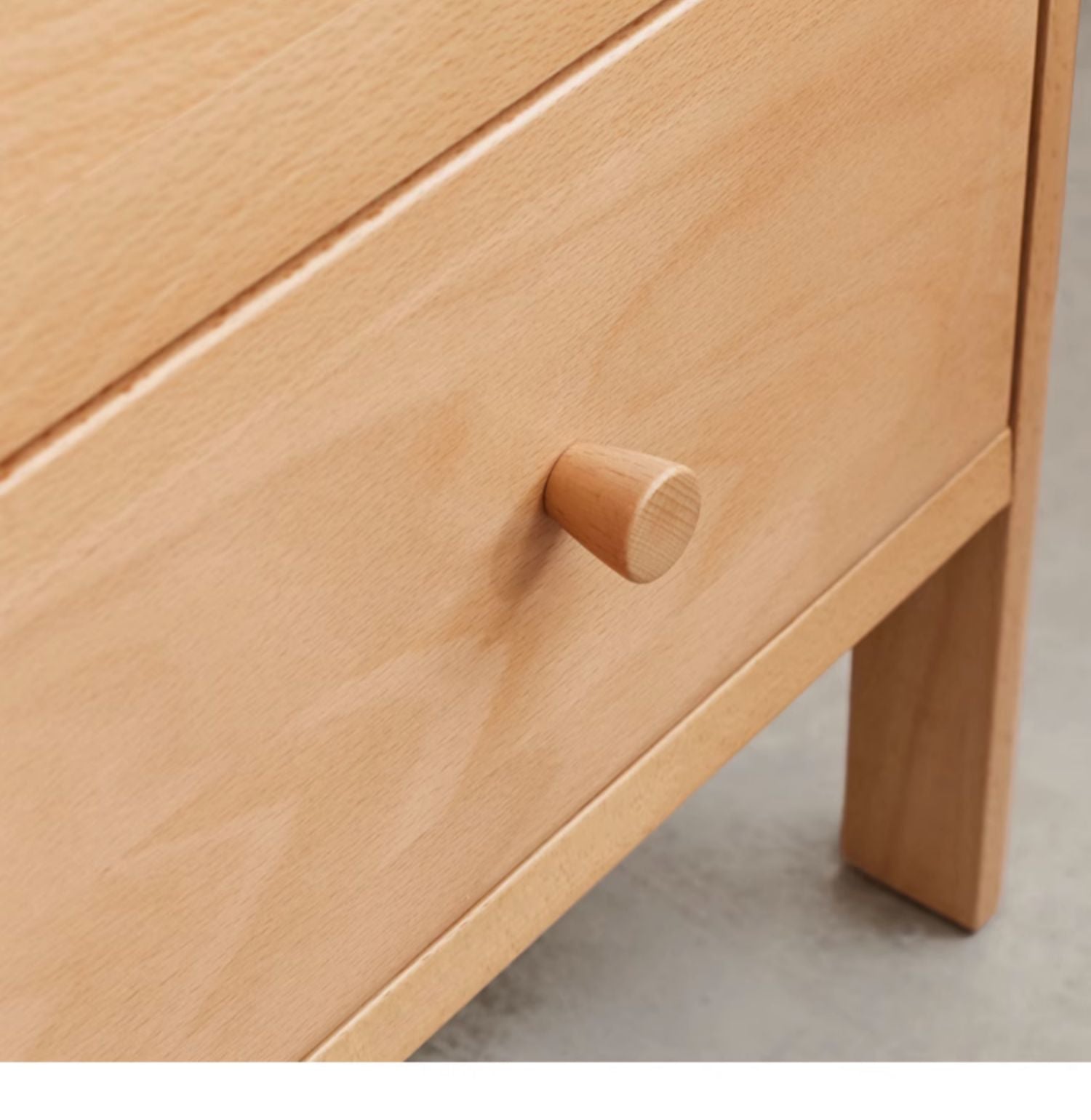 Beech Solid Wood Drawer Nightstand.