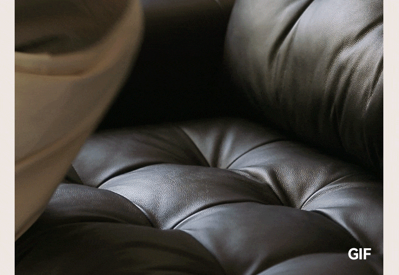 Leather Light Luxury Black Straight Sofa,