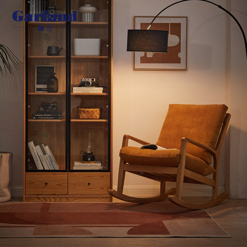 Oak Solid Wood Single Lazy Rocking Sofa Chair