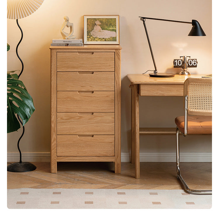 Oak Solid Wood, Solid Rubberwood Nordic Chest of Drawers