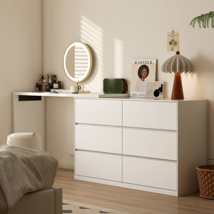 Poplar Solid Wood Cream Style Telescopic Dressing Table.
