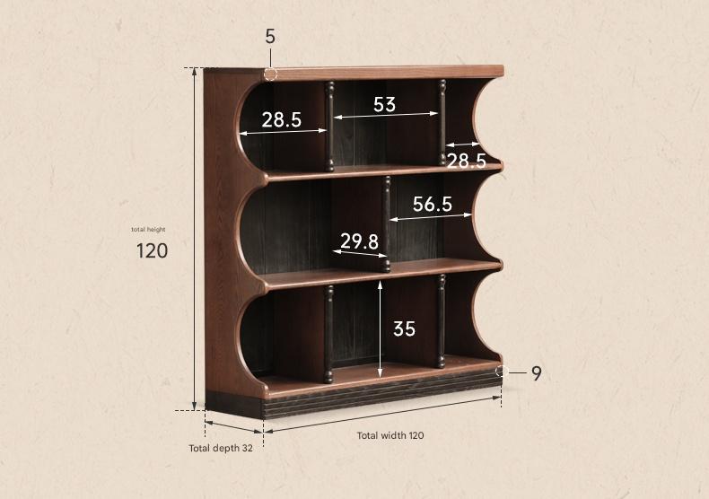 Oak Solid Wood French Retro Bookcase.
