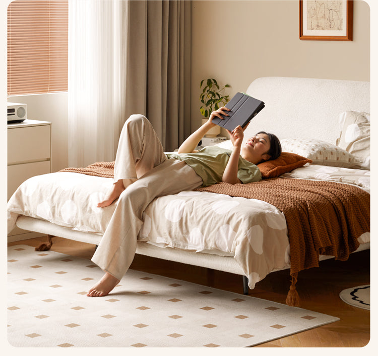 Fabric Soft Luminous White Suspension Imitation Lamb Fleece Bed