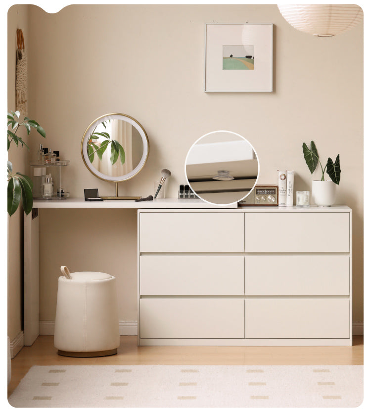 Solid RubberWood Cream Style Telescopic Vanity Table.