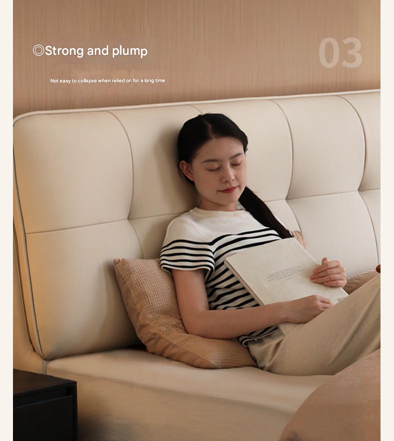 Fabric Genuine Leather Soft Bed Puff Cream Style with Light Bed