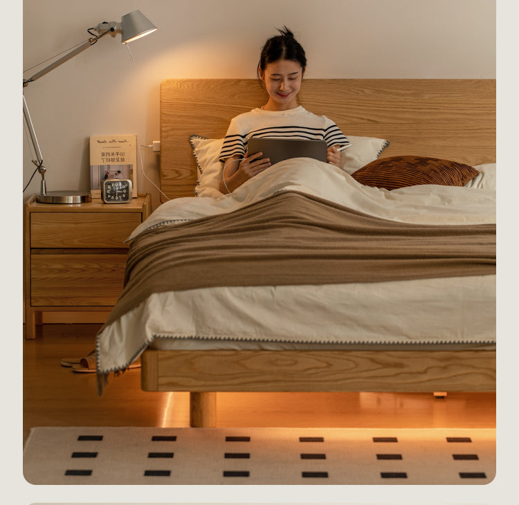 Oak Solid Wood Modern Suspension Bed