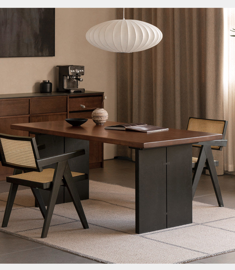 Ash, Black Walnut Solid Wood Dining Table with Wide Board and Natural Edges