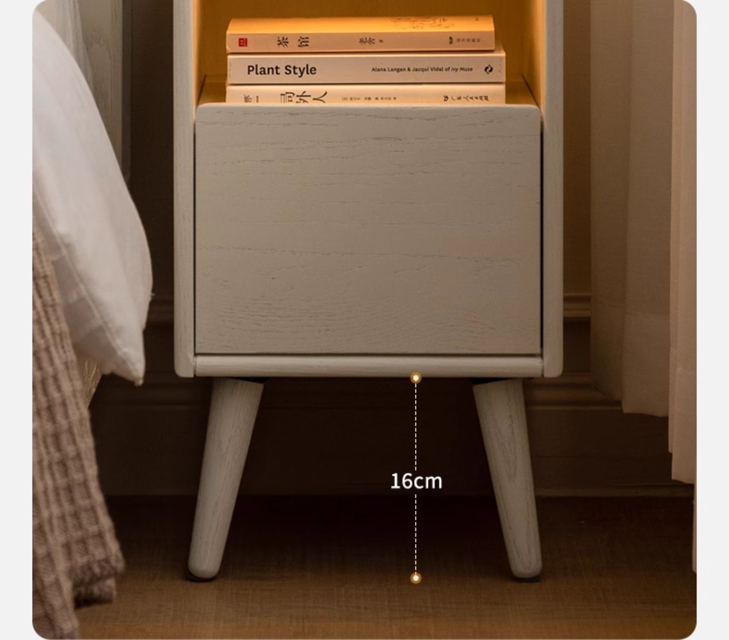 Solid Rubberwood Nightstand.