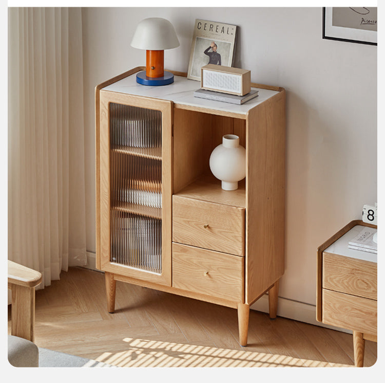 Ash Solid Wood Side Cabinet Storage.
