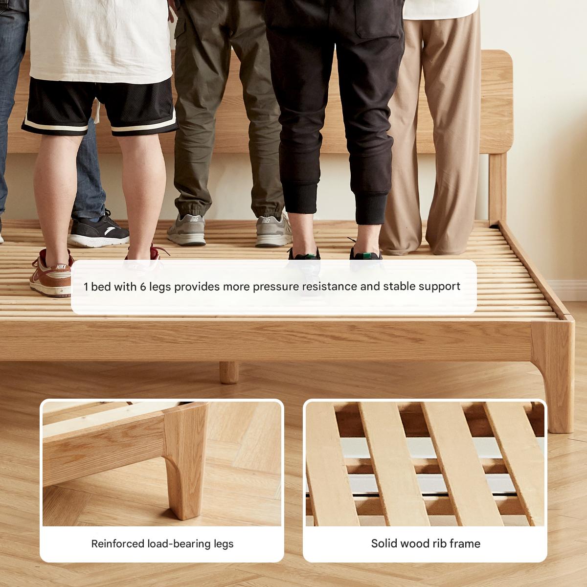 Oak Solid Wood,Rubber Wood Bed Modern Nordic