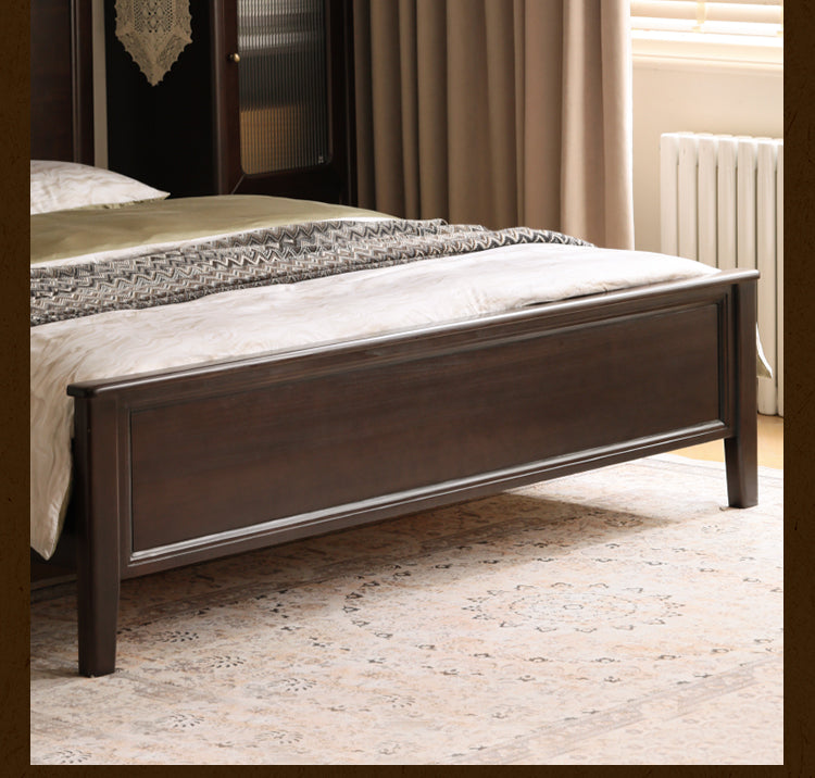 Poplar Solid Wood Bed Modern American Retro High Back Bed