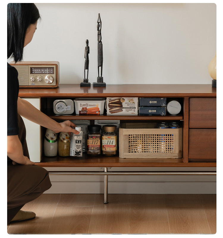 Poplar Solid Wood Large Capacity Floor TV Cabinet