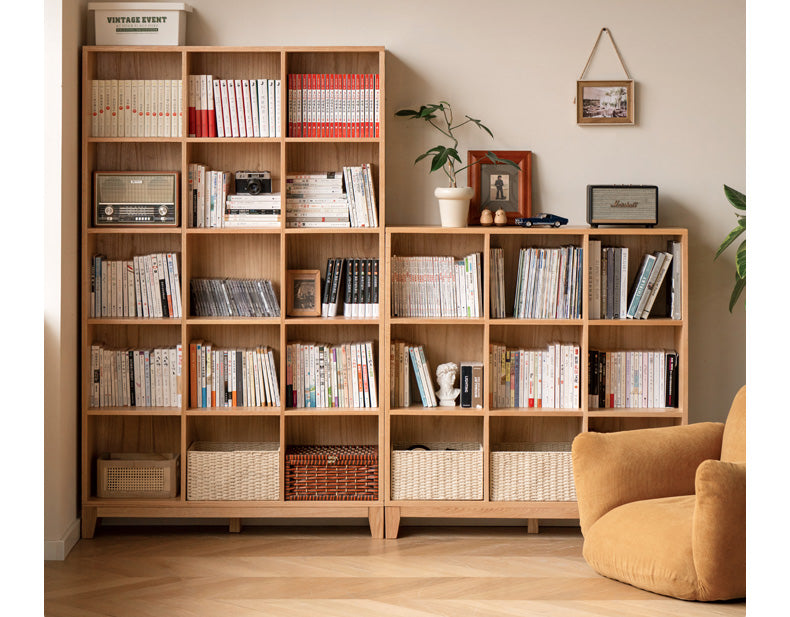 Oak Solid Wood Floor To Ceiling Bookshelve