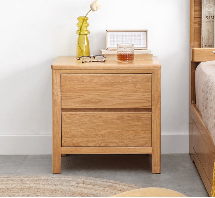Oak solid wood nightstand"
