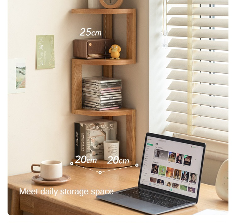 Oak Solid Wood Сorner Table Shelves