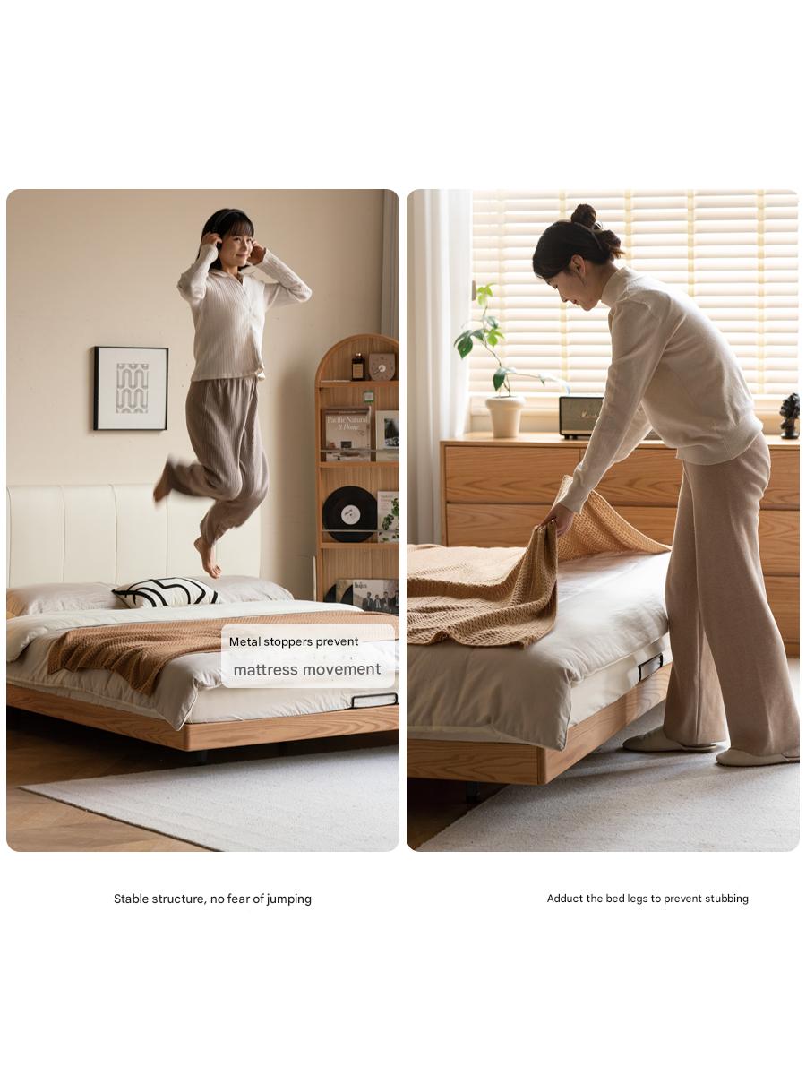 Oak Solid Wood Modern Simple Soft Leaning Bed