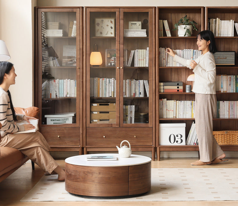 Black Walnut, Oak, Ash Solid Wood Bookcase Whole Wall Free Combination Bookshelf