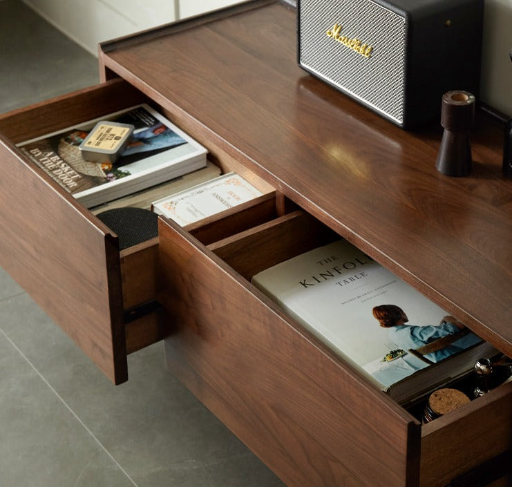 Black Walnut Solid Wood TV Stand.