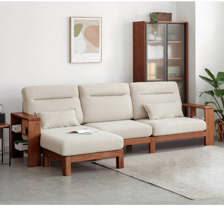 Oak Solid Wood Sectional Sofa-two colors available