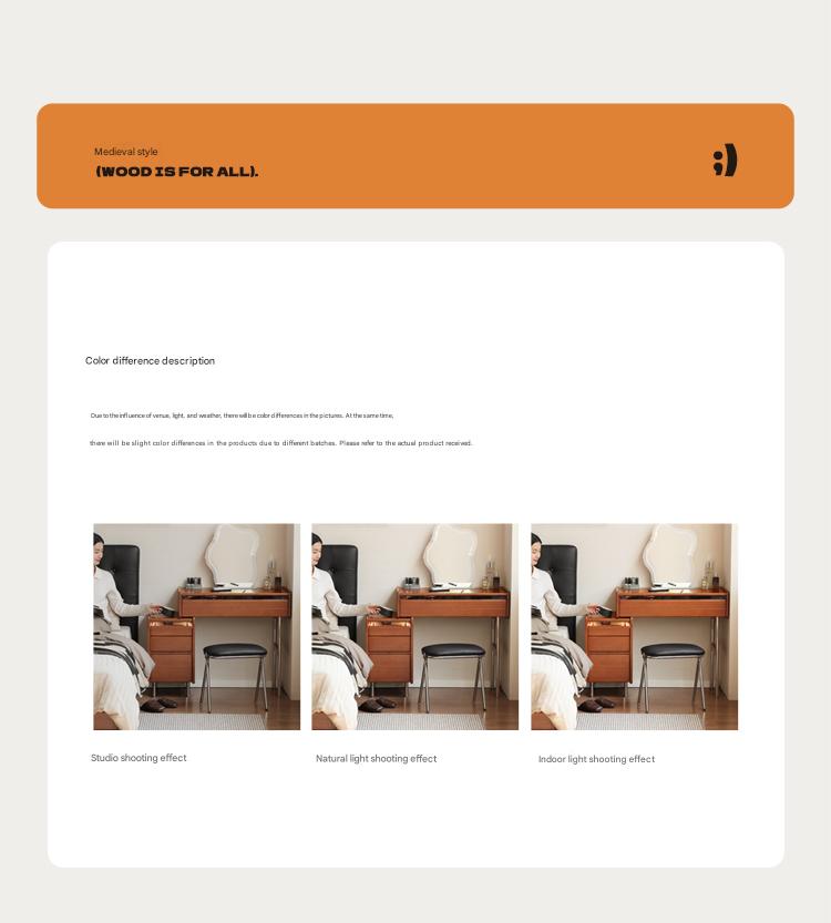 Poplar Solid Wood Bauhaus Multi Functional Dressing Table