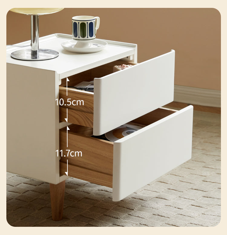 Rubber Solid Wood Cream Style Nightstand
