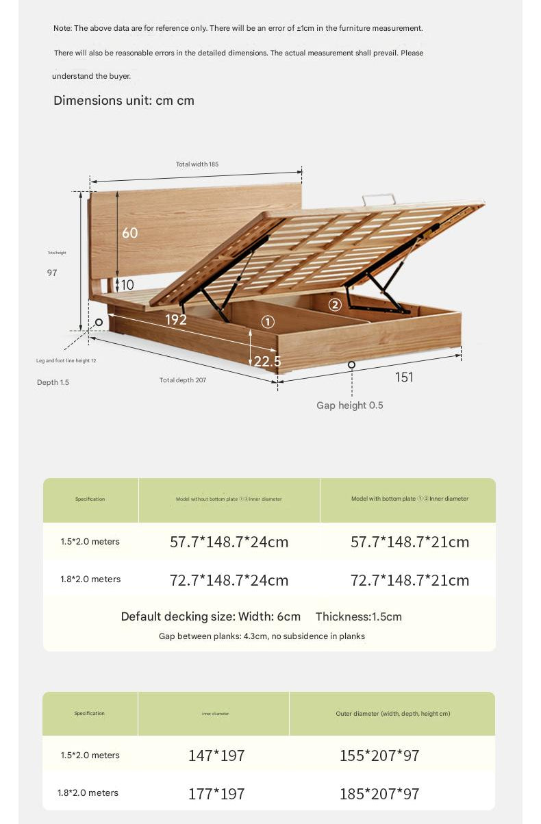 Oak Solid Wood Suspended Storage Box Bed