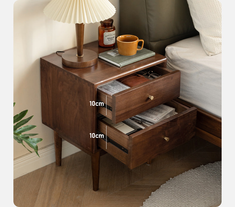 Black Walnut Solid Wood Nightstand.