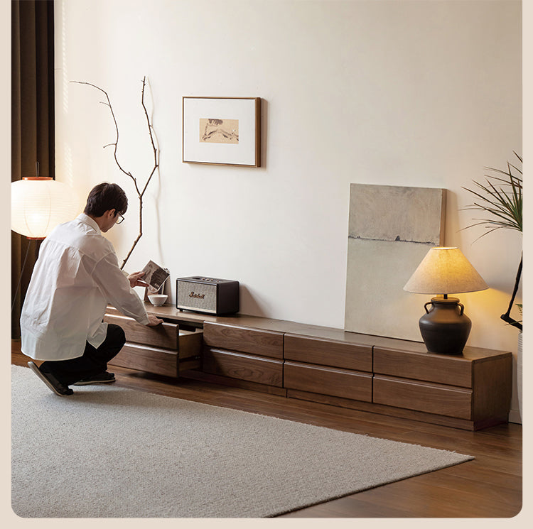 Oak, Black Walnut Solid Wood TV Cabinet.