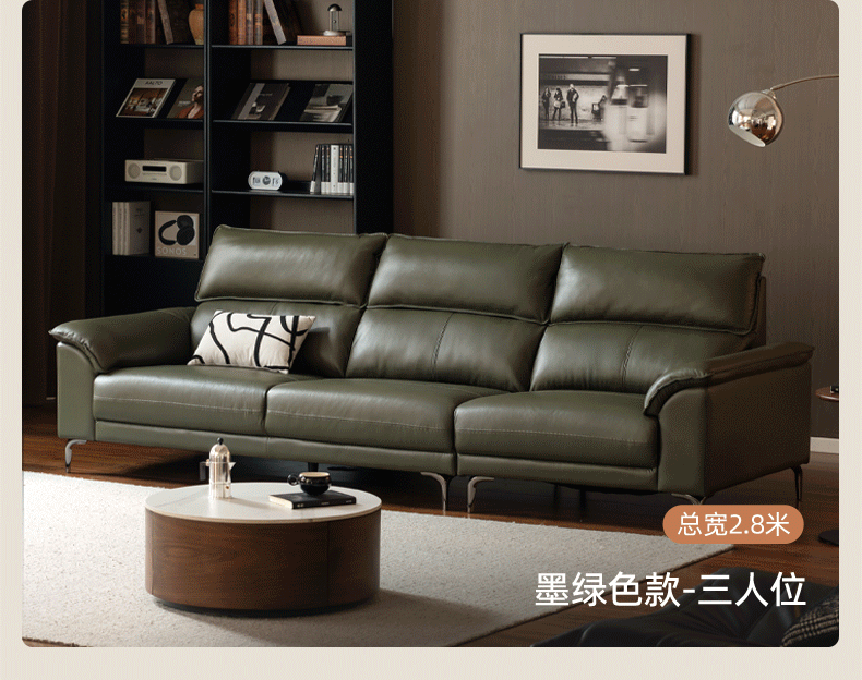 Genuine Leather Italian Minimalist Sectional Sofa – First-Layer Cowhide Corner Sofa with Chaise Lounge
