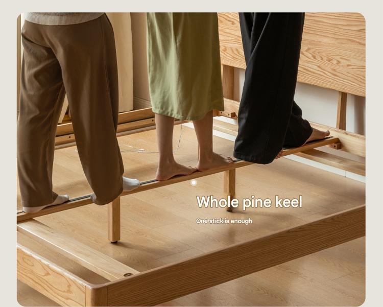 Oak Solid Wood Modern Suspension Bed