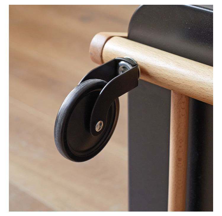 Beech Solid Wood Edge Table, Mobile Storage Rack