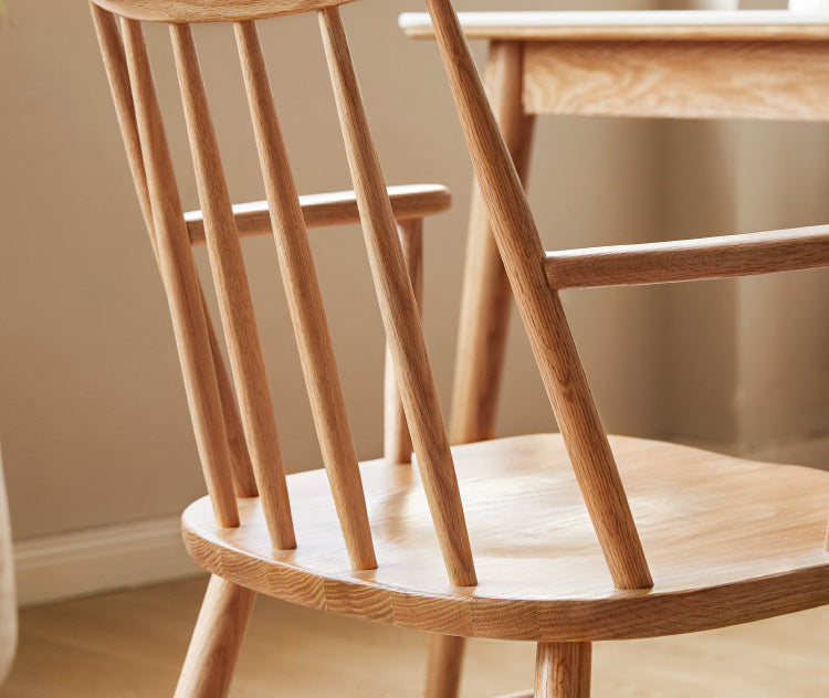 4 pcs Oak Solid Wood Dining Armchair Leisure Chair: