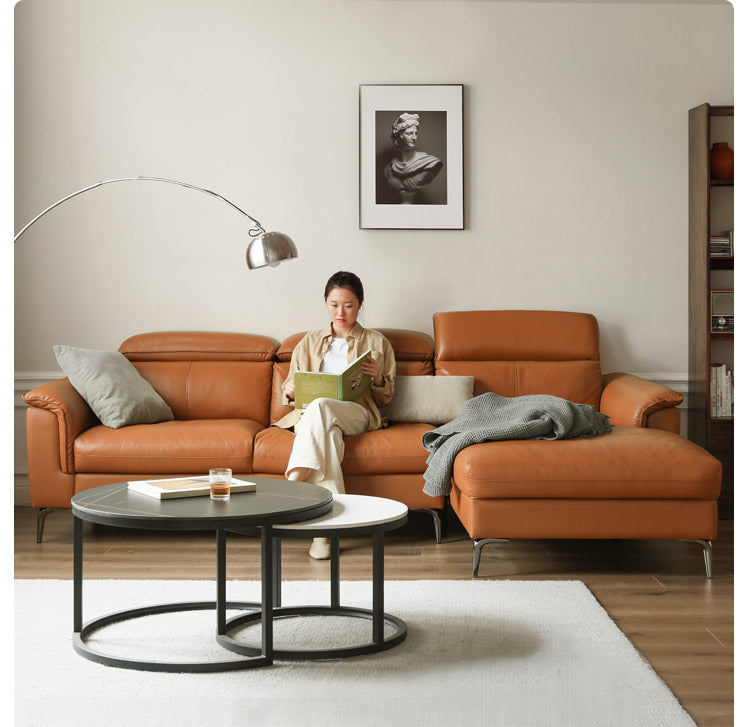 Genuine LeatherSofa, Light Luxury Top Layer Cowhide Italian Sofa.