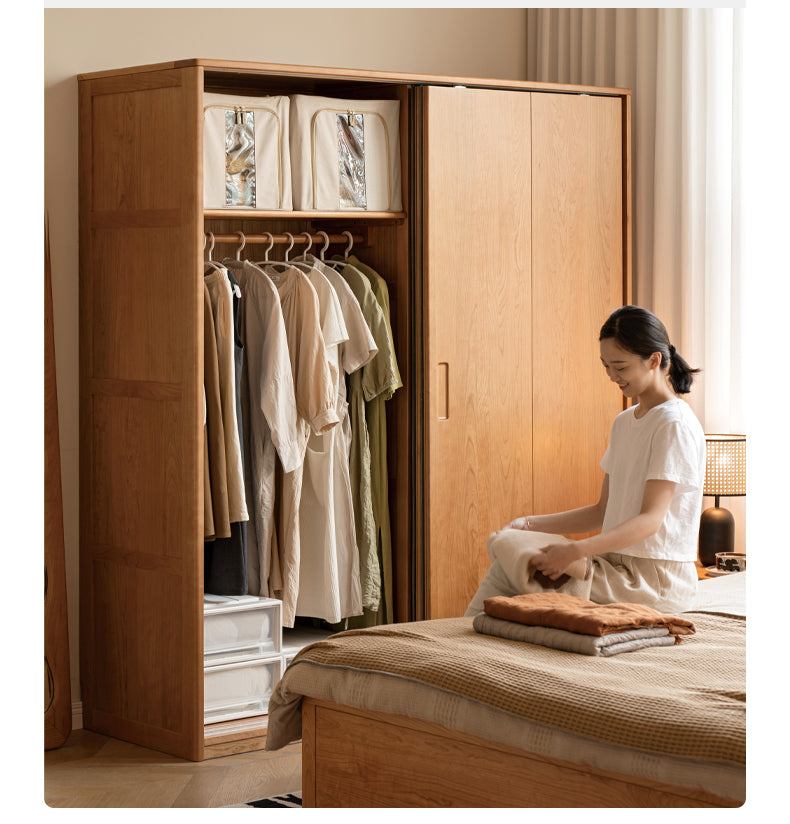 Cherry Wood Sliding Door Wardrobe.