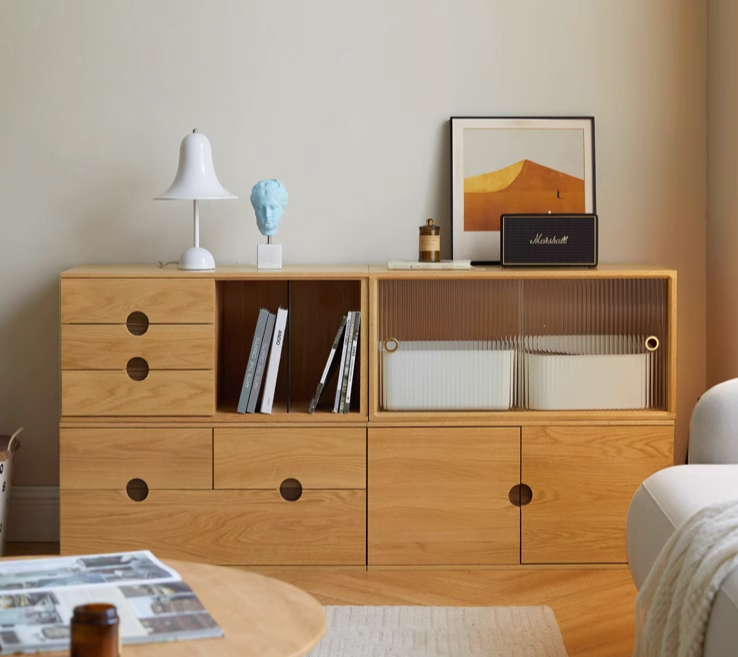 Oak Solid Wood Modern TV Cabinet.
