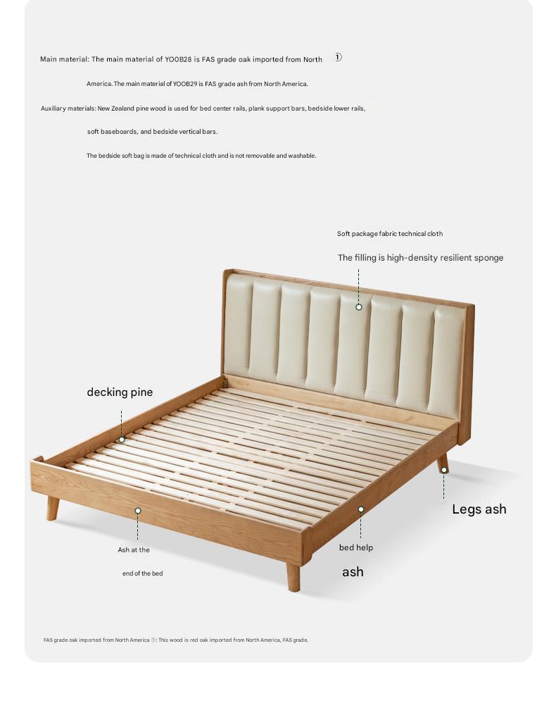 Oak, Ash Solid Wood Technology Cloth Harp Bed