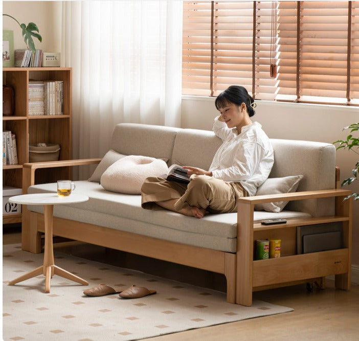 Oak, Beech Solid Wood Sleeper Sofa:
