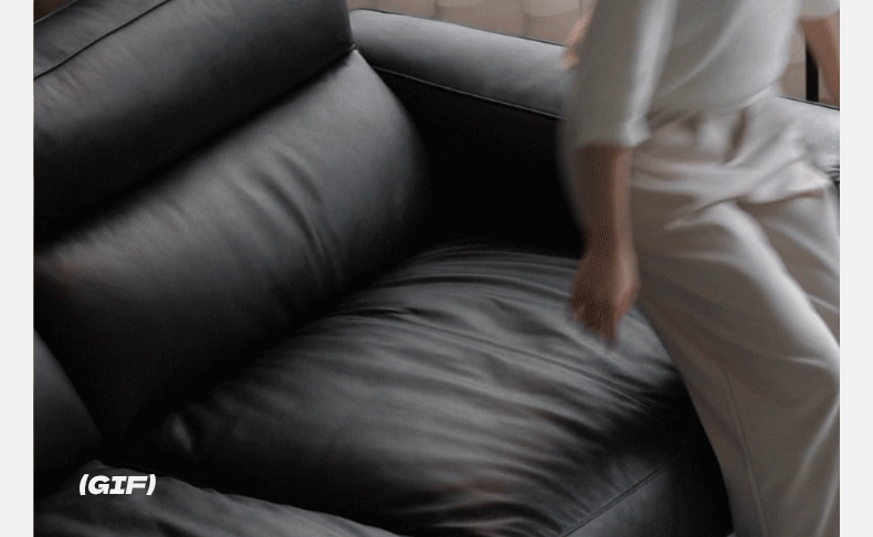 Leather High-legged Sofa Italian Minimalist Big Black Bull.