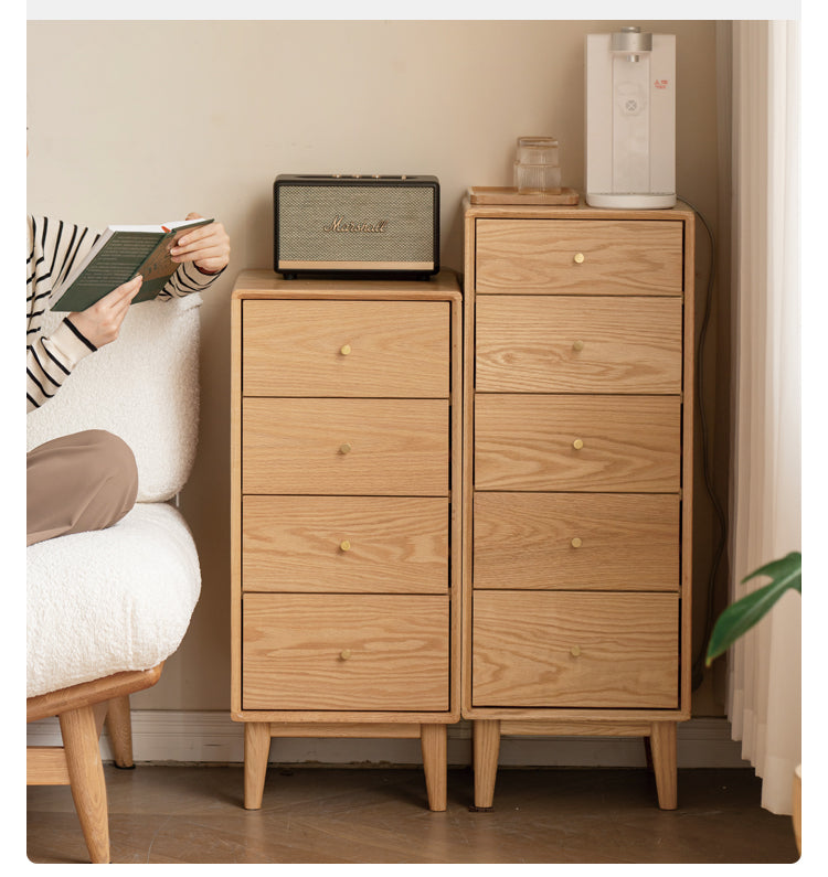 Oak, Beech Solid Wood Chest of Drawers, Multi-Functional Storage Cabinet Combination
