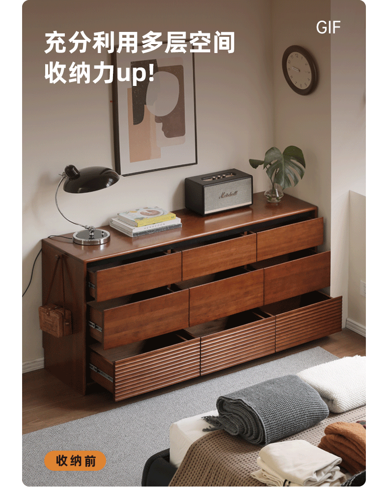 Tulipwood, Poplar Solid Wood Retro Style Drawers
