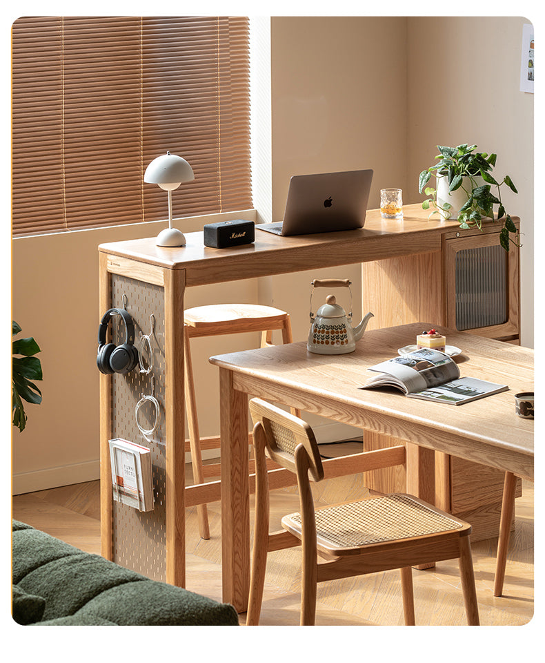 Oak Solid Wood Bar Cabinet Partition Cabinet High Foot Table